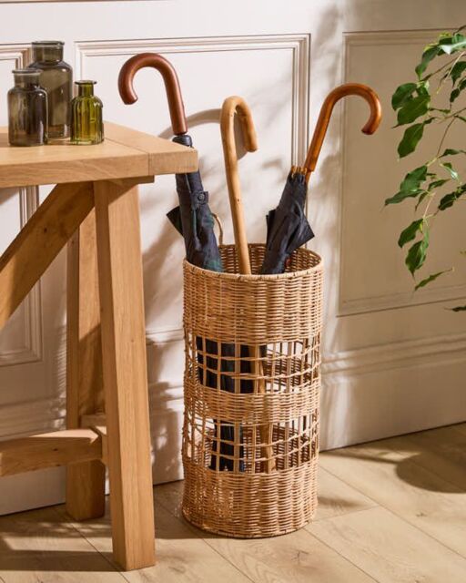 Dibor Traditional Style Willow Wicker Home Decor Umbrella Stand in Natural - image 1