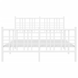 Berkfield Home Metal Bed Frame without Mattress with Footboard White 140x200cm - Size: 140x200 cm - thumbnail 4