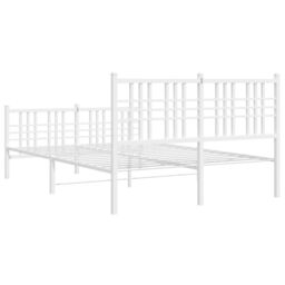 Berkfield Home Metal Bed Frame without Mattress with Footboard White 140x200cm - Size: 140x200 cm - thumbnail 6