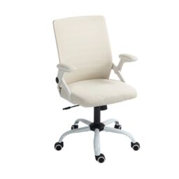 EONLION Mesh Task Chair, 360 Swivel Office Chair with Flip-Up Arms in Beige