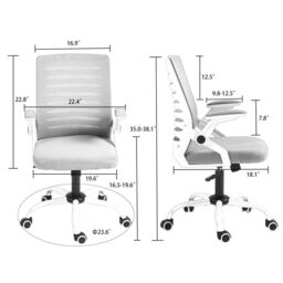 EONLION Mesh Task Chair, 360 Swivel Office Chair with Flip-Up Arms in Beige - thumbnail 2