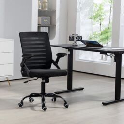 EONLION Mesh Task Chair, 360 Swivel Office Chair with Flip-Up Arms in Beige - thumbnail 6