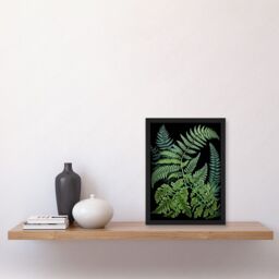Artery8 Fern Fronds Ernst Haeckel Style Dark Illustration Artwork Framed Wall Art Print A4 in Black - thumbnail 2