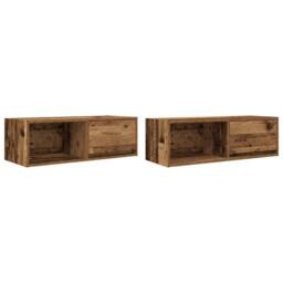 Berkfield Home TV Cabinets 2 pcs Old Wood 80x31x25.5 cm Engineered Wood in Brown - thumbnail 3