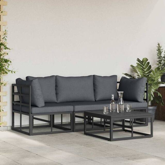 Berkfield Home Garden Sofa Set 4 pcs Black 70 x 70 x 32 cm Aluminium - image 1