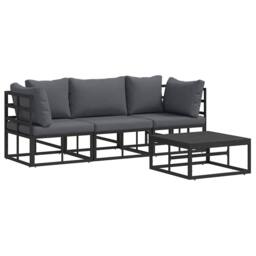 Berkfield Home Garden Sofa Set 4 pcs Black 70 x 70 x 32 cm Aluminium - thumbnail 3