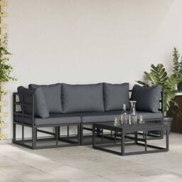 Berkfield Home Garden Sofa Set 4 pcs Black 70 x 70 x 32 cm Aluminium - thumbnail 1