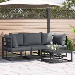 Berkfield Home Garden Sofa Set 4 pcs Black 70 x 70 x 32 cm Aluminium - thumbnail 2