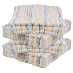 Dibor Set of 4 Giant Oxford Blue Striped Outdoor Garden Chair Seat Pad Cushions L50 x W50cm - Size: 50 cm x 50 cm - thumbnail 2