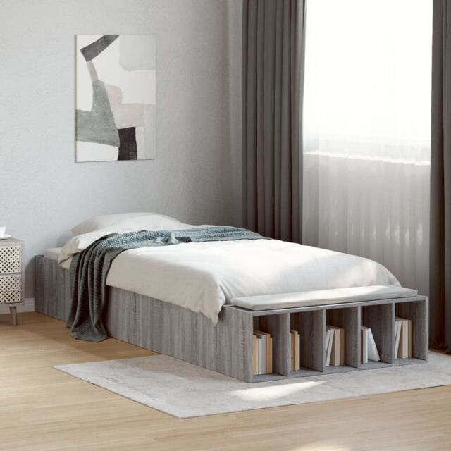 Berkfield Home Bed Frame without Mattress Grey Sonoma 90x190 cm Single - image 1