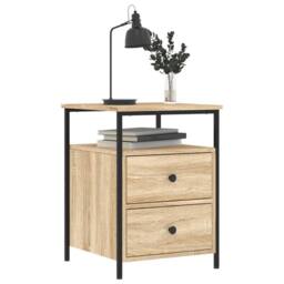 Berkfield Home Bedside Cabinet Sonoma Oak 44x45x60 cm Engineered Wood in Light Tan - Size: 44 x 45 x 60 cm - thumbnail 3