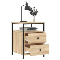 Berkfield Home Bedside Cabinet Sonoma Oak 44x45x60 cm Engineered Wood in Light Tan - Size: 44 x 45 x 60 cm - thumbnail 4
