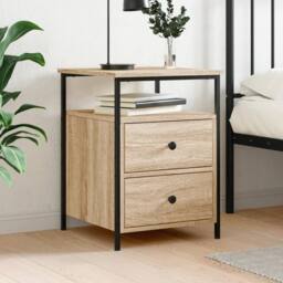 Berkfield Home Bedside Cabinet Sonoma Oak 44x45x60 cm Engineered Wood in Light Tan - Size: 44 x 45 x 60 cm - thumbnail 2