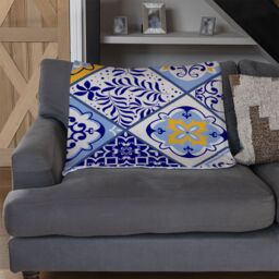 Benjamin Tate Design Turkish Style Azulejos Tiles Blanket in Natural - Size: 120 cm x 150 cm - thumbnail 2