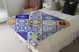 Benjamin Tate Design Turkish Style Azulejos Tiles Blanket in Natural - Size: 120 cm x 150 cm - thumbnail 3