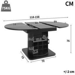 BTM Black Extendable Dining Table, MDF Top, Wine Rack, Space-Saving Storage - thumbnail 8