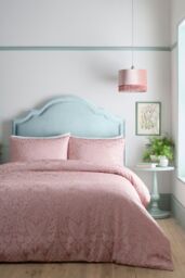 Appletree 'Toria' Arts & Crafts Floral Jacquard Duvet Cover Set in Light Pink - Size: Super King - thumbnail 1