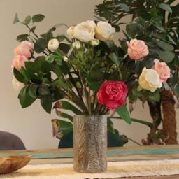 Serenityy Pino Tall Glass Vase & Candle Holder - Leaf Design, 19x11 cm in Clear - thumbnail 2