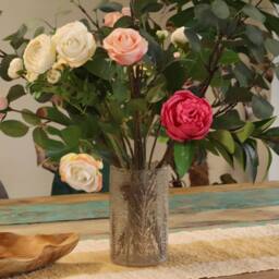 Serenityy Pino Tall Glass Vase & Candle Holder - Leaf Design, 19x11 cm in Clear - thumbnail 6