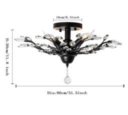 NIVOR Vintage K9 Metal Crystal Chandelier 5-Light Ceiling Pendant Black E14 - thumbnail 2