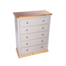 Cabinet Bits Bomporto 5 Drawer Chest of Drawers Chrome Knob in Light Grey - thumbnail 3