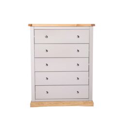 Cabinet Bits Bomporto 5 Drawer Chest of Drawers Chrome Knob in Light Grey - thumbnail 2