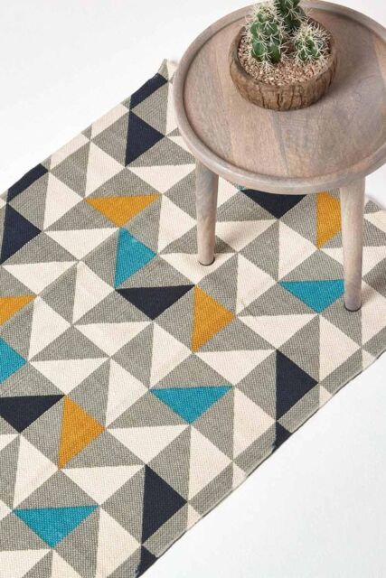 Homescapes Copenhagen Cotton Geometric Scandi Printed Hall Runner, 66 x 200 cm - Size: 66 cm x 200 cm - image 1