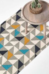Homescapes Copenhagen Cotton Geometric Scandi Printed Hall Runner, 66 x 200 cm - Size: 66 cm x 200 cm - thumbnail 1