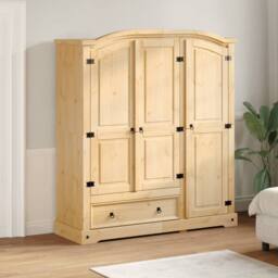 Berkfield Home Wardrobe Corona 151.5x52x170 cm Solid Wood Pine in Brown - thumbnail 3