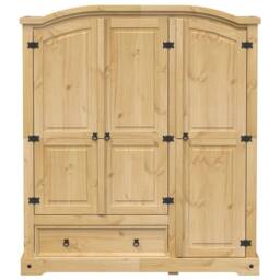 Berkfield Home Wardrobe Corona 151.5x52x170 cm Solid Wood Pine in Brown - thumbnail 4