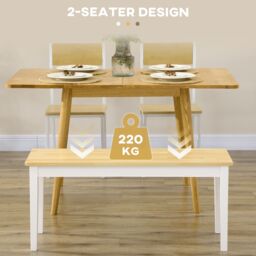 HOMCOM Wood Dining Bench Wooden Bench for 2 People in White - thumbnail 4