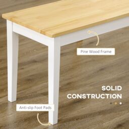 HOMCOM Wood Dining Bench Wooden Bench for 2 People in White - thumbnail 5