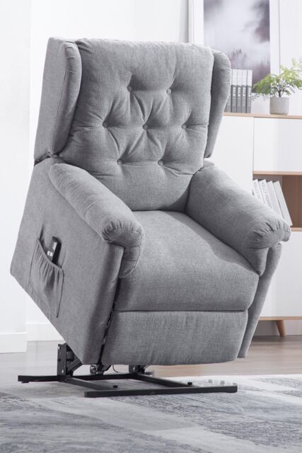 More4Homes Barnsley Fabric Electric Single Motor Rise Recliner Mobility Armchair in Grey - image 1