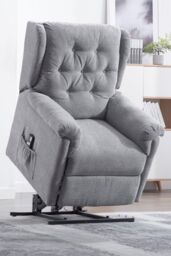 More4Homes Barnsley Fabric Electric Single Motor Rise Recliner Mobility Armchair in Grey - thumbnail 1