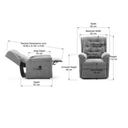 More4Homes Barnsley Fabric Electric Single Motor Rise Recliner Mobility Armchair in Grey - thumbnail 7