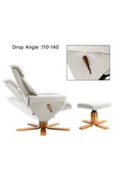 Living and Home Beige Swivel Faux Leather Lounge Recliner with Ottoman - thumbnail 5