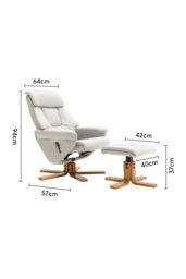 Living and Home Beige Swivel Faux Leather Lounge Recliner with Ottoman - thumbnail 2