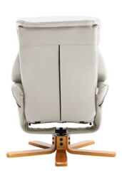 Living and Home Beige Swivel Faux Leather Lounge Recliner with Ottoman - thumbnail 4