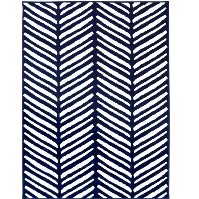 THE RUGS Maestro Collection Herringbone Design Rug in Navy - Size: 80 cm x 150 cm - image 1