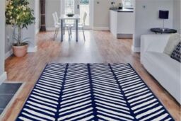 THE RUGS Maestro Collection Herringbone Design Rug in Navy - Size: 80 cm x 150 cm - thumbnail 2