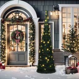 Berkfield Home Pop-up String Artificial Pre-lit Christmas Tree Green 150 cm - thumbnail 3