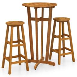 Berkfield Home Beautiful 3 Piece Bar Set Solid Wood Acacia in Brown - thumbnail 3