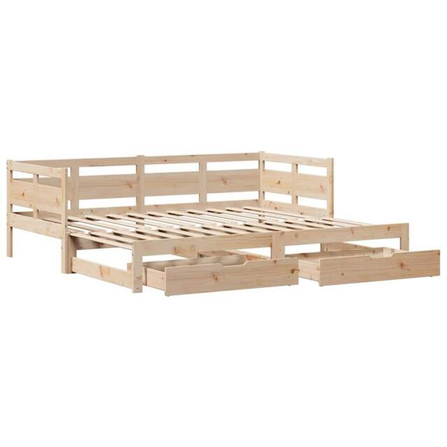 Berkfield Home Versatile Daybed with Trundle & Drawers without Mattress 90x190 in Natural - image 1