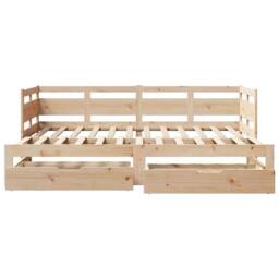 Berkfield Home Versatile Daybed with Trundle & Drawers without Mattress 90x190 in Natural - thumbnail 4