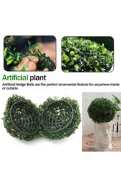 Living and Home 28cm Faux Green Eucalyptus Boxwood Decorative Grass Ball for Wedding & Home Décor - thumbnail 4