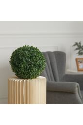 Living and Home 28cm Faux Green Eucalyptus Boxwood Decorative Grass Ball for Wedding & Home Décor - thumbnail 3