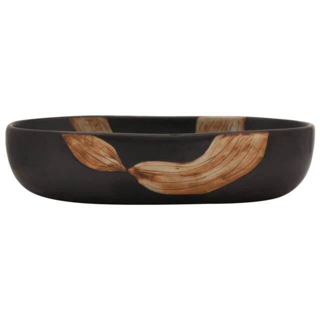 Berkfield Home Durable Countertop Basin Black Oval 59x40x14 cm Ceramic - Size: 59 x 40 x 14 cm - image 1
