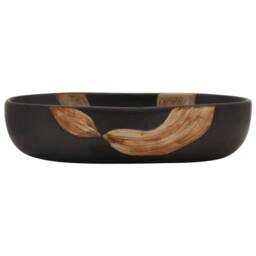 Berkfield Home Durable Countertop Basin Black Oval 59x40x14 cm Ceramic - Size: 59 x 40 x 14 cm - thumbnail 1