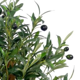 Leaf Artificial Olive Tree Black Plastic Pot 65cm Luxury Olive 65cm Real Wood Trunk Botanik in Green - thumbnail 2