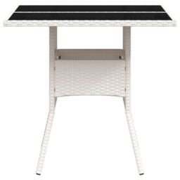 Berkfield Home Garden Table with Glass Top White 80x80x75 cm Poly Rattan - Size: 80 x 80 x 75 cm - thumbnail 6